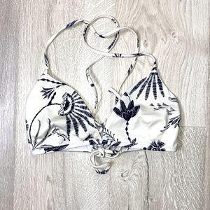 Athleta black and white bikini top